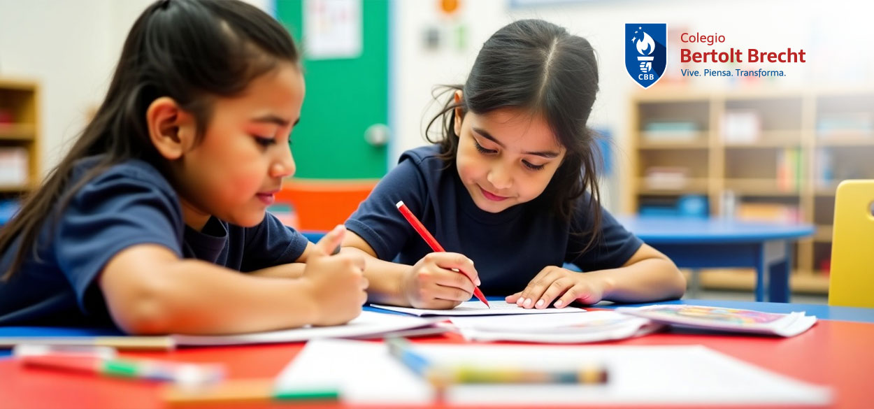 Niños trabajando en equipo en el aula para fomentar la cooperación escolar